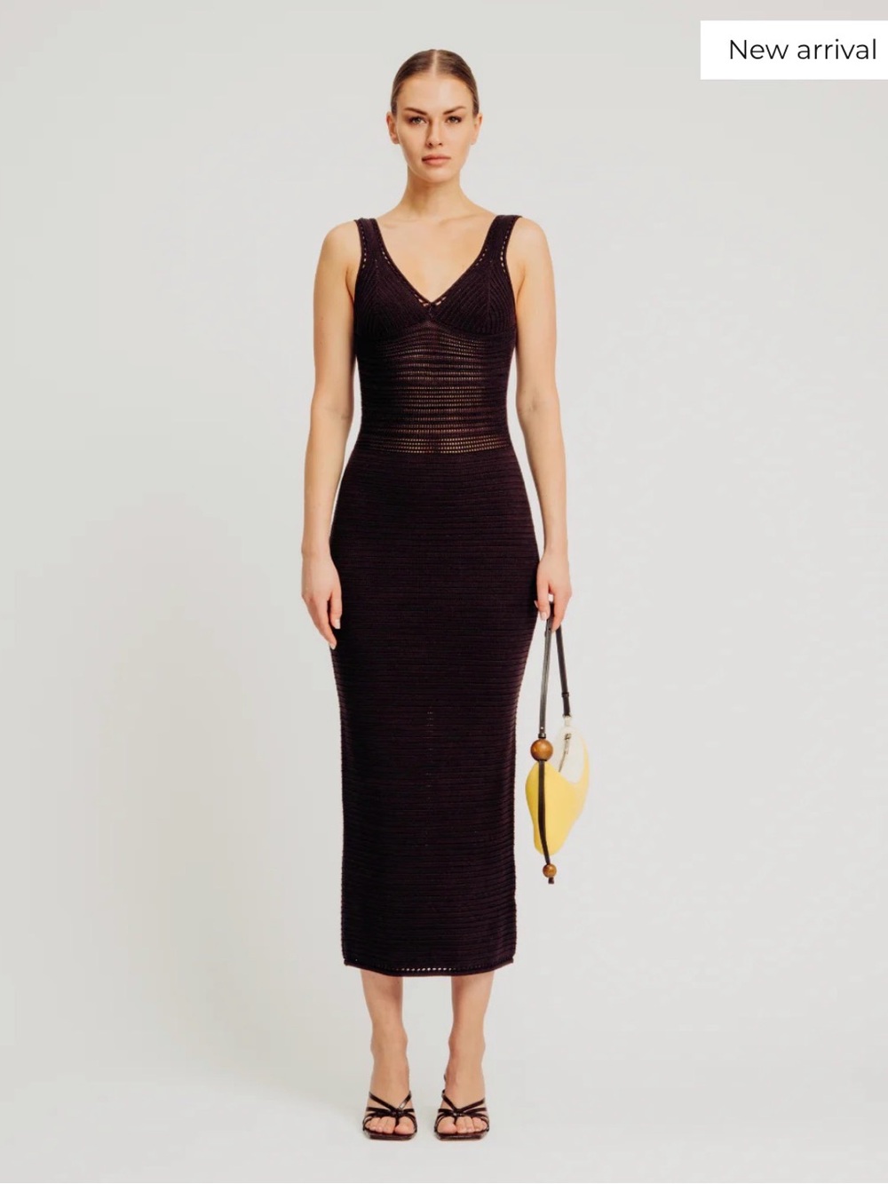 New Torn by Ronny Kobo Madi Chocolate Knit Maxi Dress Size Medium